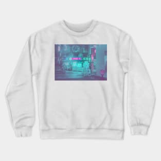 Seoul City Streets Hazy Neon Corner Crewneck Sweatshirt